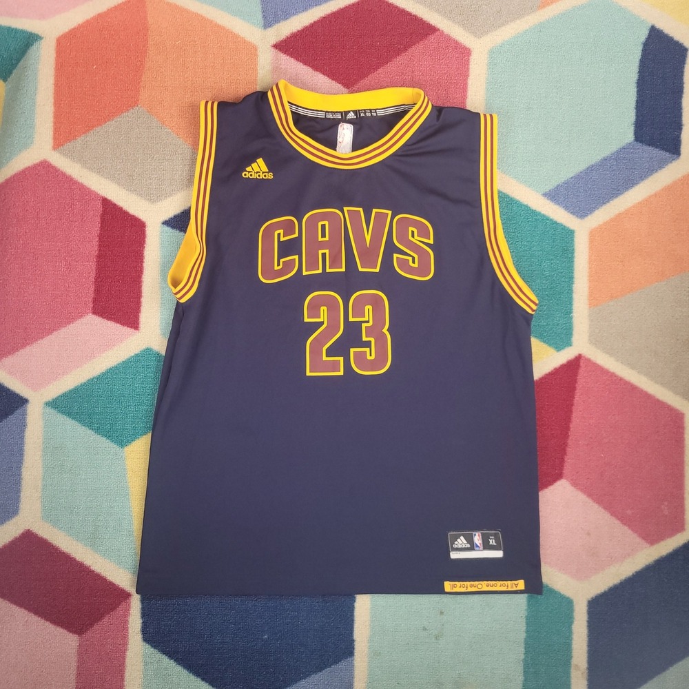 Adidas LeBron James Cleveland Cavaliers Jersey Mens XL Navy Blue‎ NBA Cavs 23